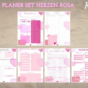Planer Set Herzen rosa