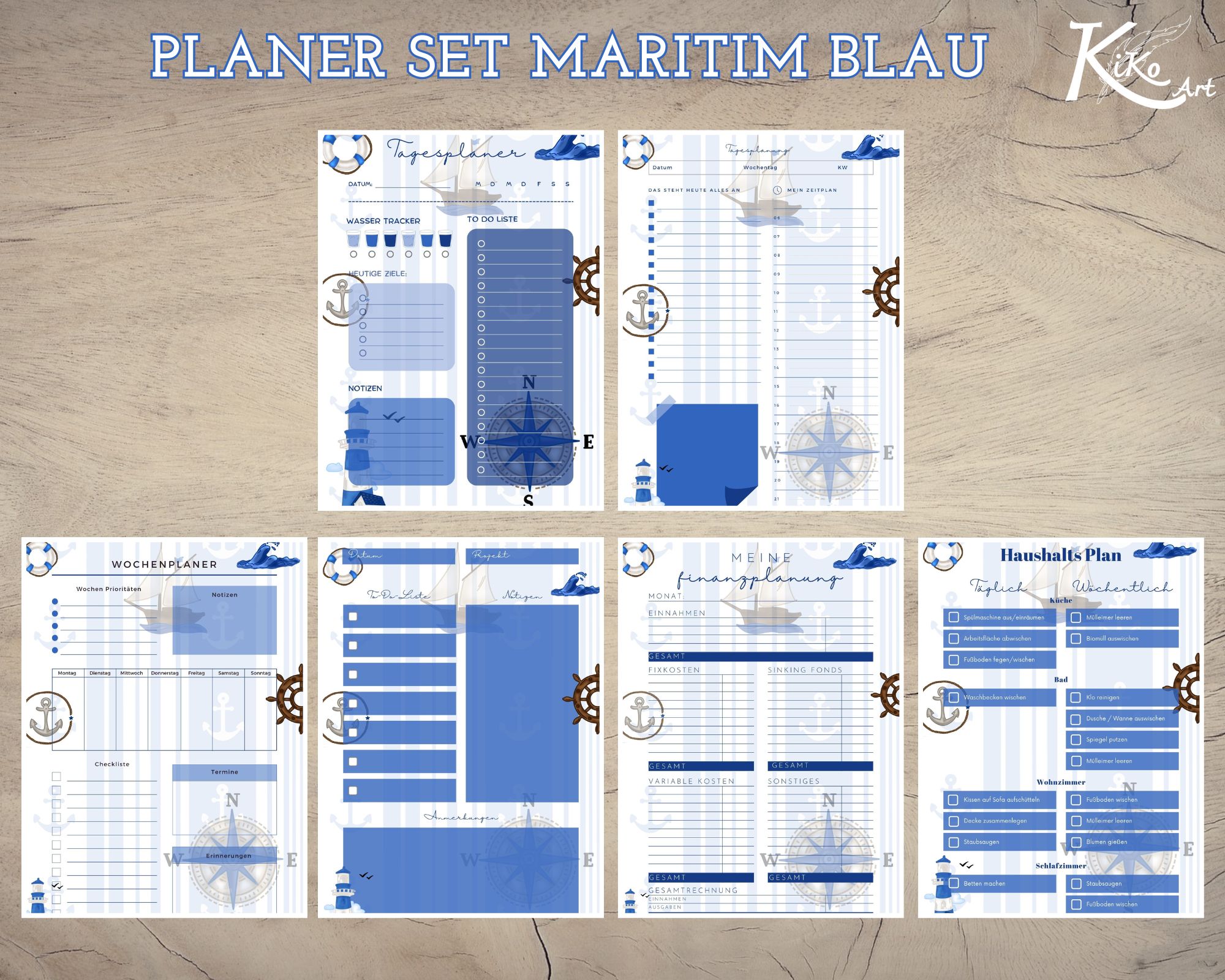 Planer Set Maritim blau weiß, KiKo Art