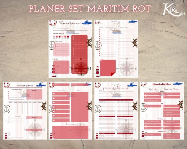 Planer Set Maritim rot weiß, KiKo Art