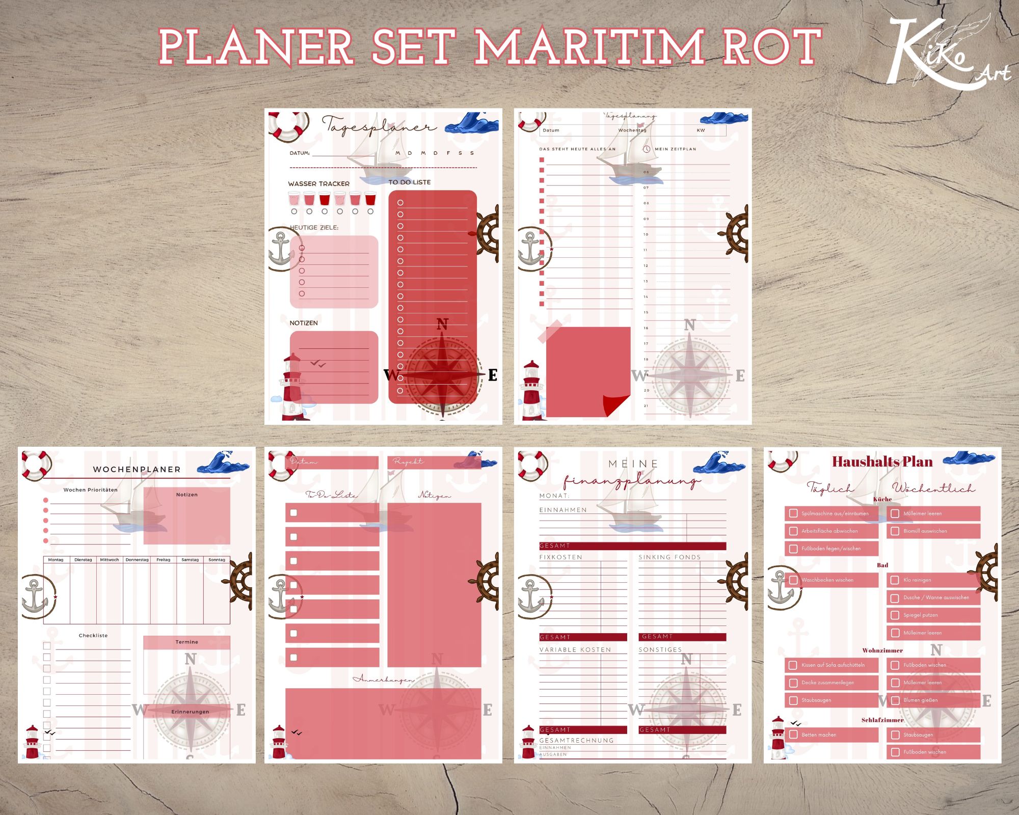 Planer Set Maritim rot weiß, KiKo Art
