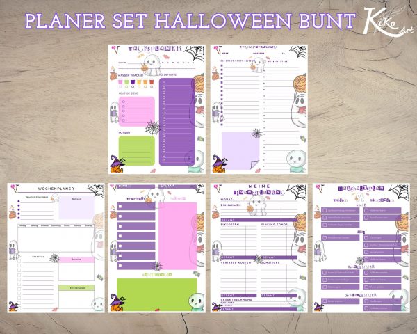 Planer Halloween Geister, Kürbisse und Süßigkeiten