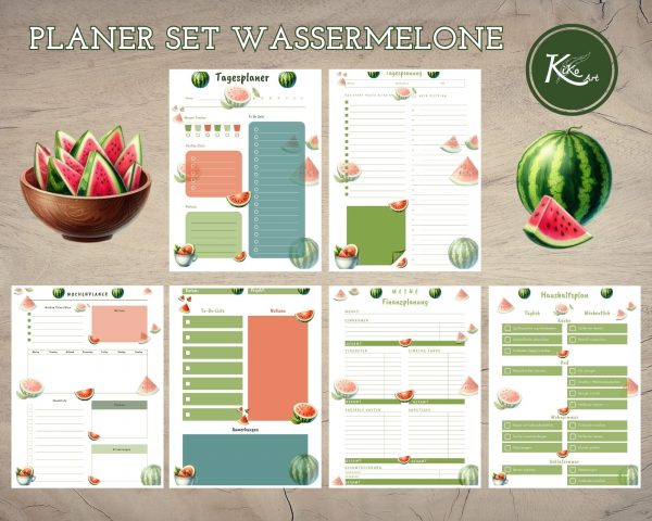 Digitale Planer Seiten – Sommerliches Wassermelonen-Motiv